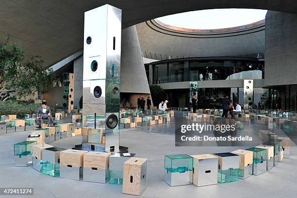 View of backstage at the Louis Vuitton Cruise 2016 Resort Collection shown at a private residence on May 6, 2015 in Palm Springs, California.