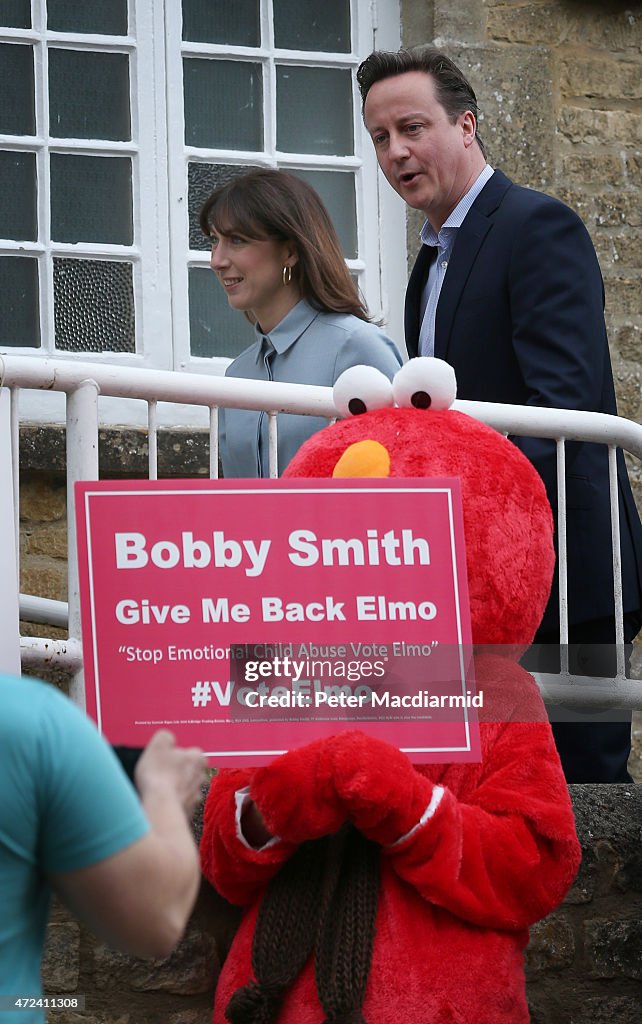 Leader Of The Conservative Party, David Cameron, Casts His Vote As The UK Goes To The Polls