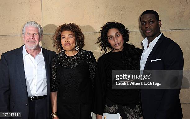 Actor Ron Perlman, wife Opal Perlman, daughter Blake and boyfriend arrive for the premiere Of "Skin Trade" held at the Egyptian Theatre on May 6,...
