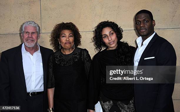 Actor Ron Perlman, wife Opal Perlman, daughter Blake and boyfriend arrive for the premiere Of "Skin Trade" held at the Egyptian Theatre on May 6,...