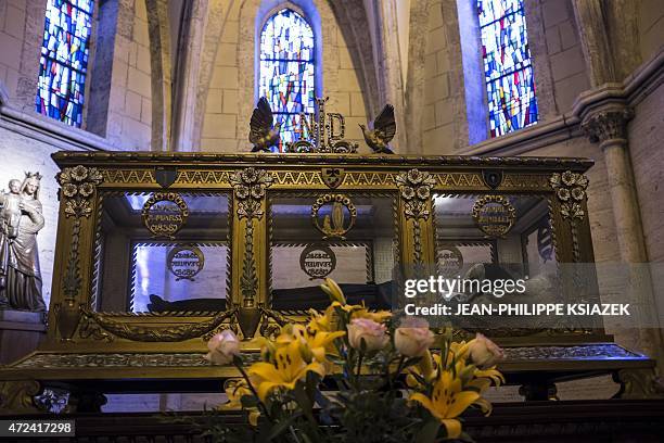 View of the shrine in the chapel of the Convent of St Gildard of Nevers, where the body of Marie Bernarde "Bernadette" Soubirous, known as St...