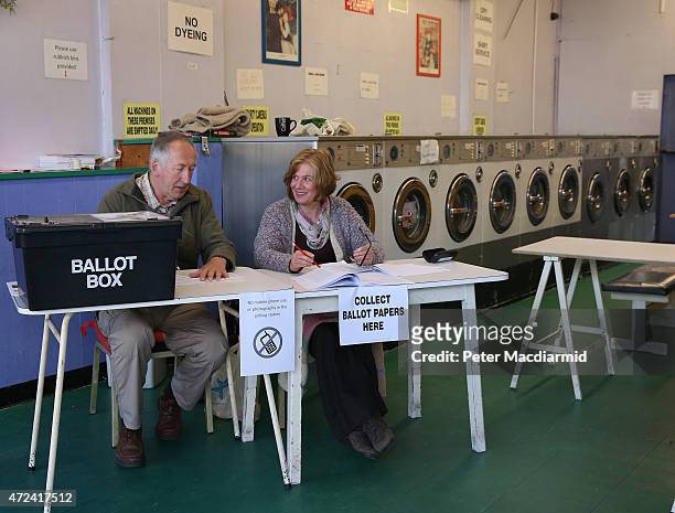 Polling station has been installed in a launderette on May 7, 2015 in Oxford, England. The United Kingdom has gone to the polls to vote for a new...