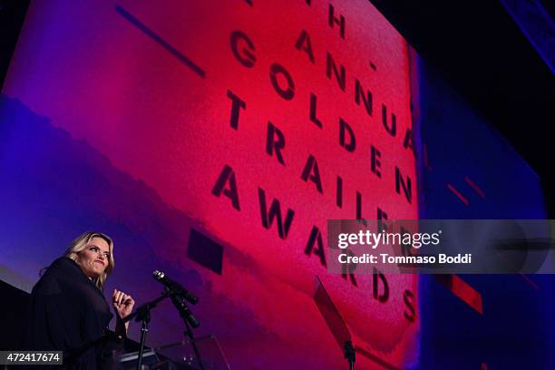 Actress Missi Pyle speaks on stage at the 16th annual Golden Trailer Awards held at Saban Theatre on May 6, 2015 in Beverly Hills, California.