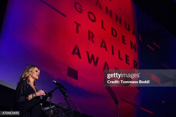 Actress Missi Pyle speaks on stage at the 16th annual Golden Trailer Awards held at Saban Theatre on May 6, 2015 in Beverly Hills, California.