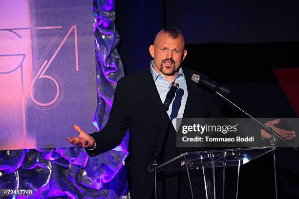 Mixed martial artist Chuck Liddell speaks on stage at the 16th annual Golden Trailer Awards held at Saban Theatre on May 6, 2015 in Beverly Hills,...