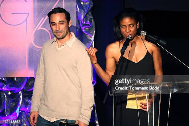 Winners of the Golden Fleece Golden Trailer Award producer Dave Ligorner and editor Meko Winbush on stage during the 16th annual Golden Trailer...