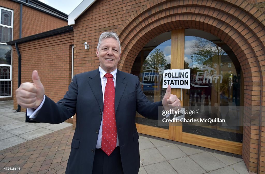 Peter Robinson Casts His Vote As The UK Goes To The Polls