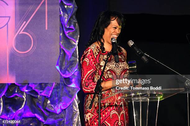 Winner of the Golden Trailer Award for Best Teaser producer Lauri Brown on stage during the 16th annual Golden Trailer Awards held at Saban Theatre...