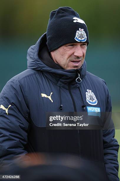 First Team Coach Steve Stone during a Newcastle United Training session at The Newcastle United Training Centre on May 7 in Newcastle upon Tyne,...