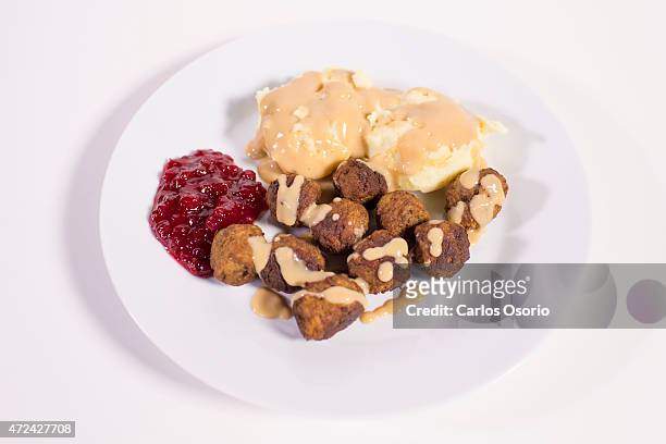 Ikea meatballs, mashed potatoes and lingonberry sauce for the dish. May 5, 2015.