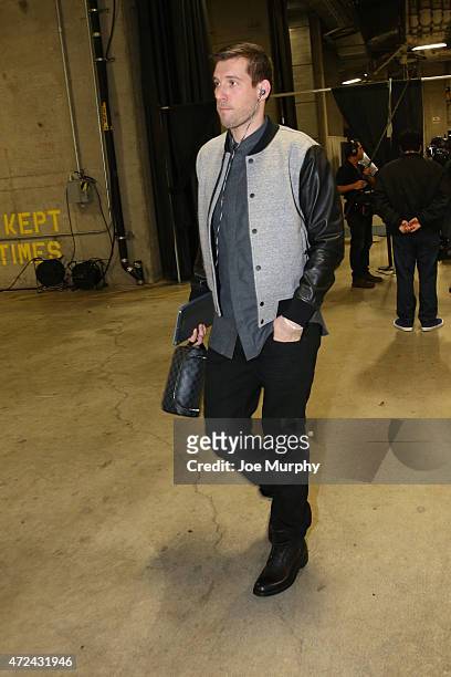 Beno Udrih of the Memphis Grizzlies arrives at the arena before a game against the Golden State Warriors in Game Two of the Western Conference...