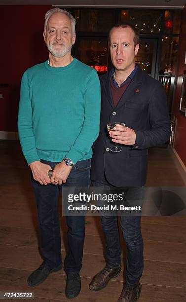 Actors Malcolm Sinclair and Geoffrey Streatfeild attend a special screening of The Donmar Warehouse production of "The Vote" at the Ham Yard Hotel,...