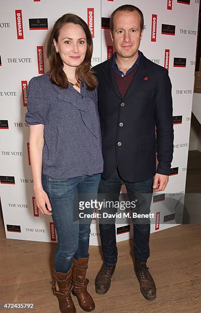Anna Madeley and Geoffrey Streatfeild attend a special screening of The Donmar Warehouse production of "The Vote" at the Ham Yard Hotel, generously...