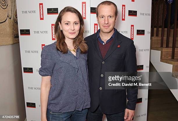 Anna Madeley and Geoffrey Streatfeild attend a special screening of The Donmar Warehouse production of "The Vote" at the Ham Yard Hotel, generously...