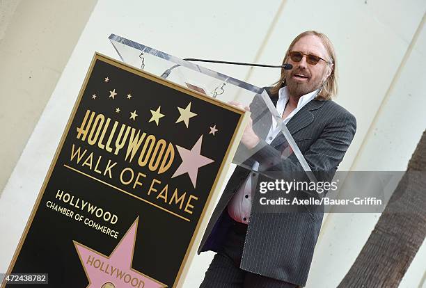 Musician Tom Petty attends the ceremony honoring Jeff Lynne with a star on the Hollywood Walk of Fame on April 23, 2015 in Hollywood, California.