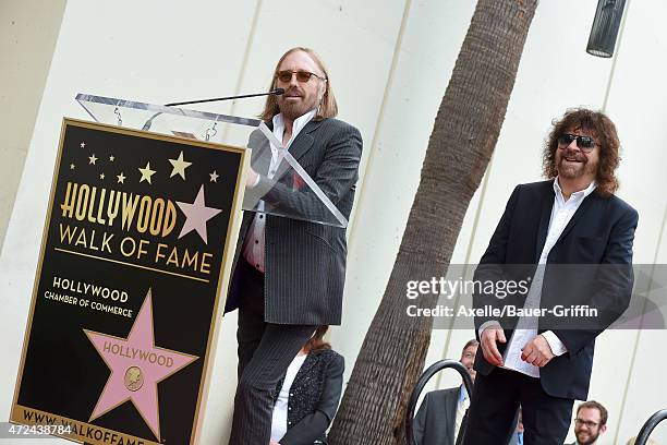 Musicians Tom Petty and Jeff Lynne attend the ceremony honoring Jeff Lynne with a star on the Hollywood Walk of Fame on April 23, 2015 in Hollywood,...