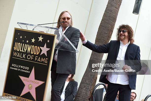 Musicians Tom Petty and Jeff Lynne attend the ceremony honoring Jeff Lynne with a star on the Hollywood Walk of Fame on April 23, 2015 in Hollywood,...