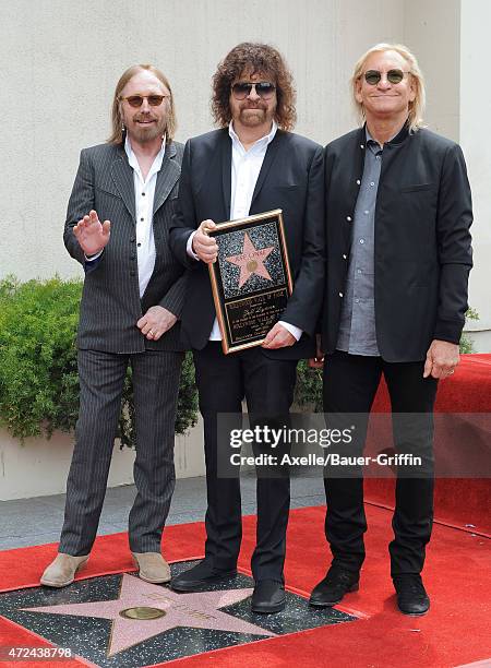 Musicians Tom Petty, Jeff Lynne and Joe Walsh attend the ceremony honoring Jeff Lynne with a star on the Hollywood Walk of Fame on April 23, 2015 in...