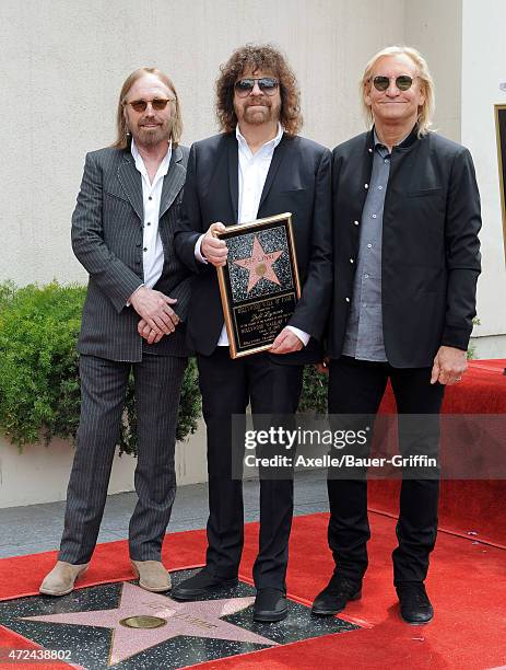 Musicians Tom Petty, Jeff Lynne and Joe Walsh attend the ceremony honoring Jeff Lynne with a star on the Hollywood Walk of Fame on April 23, 2015 in...