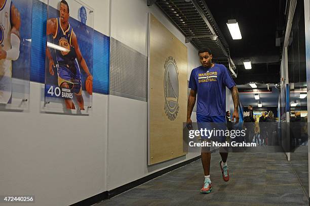 Brandon Rush of the Golden State Warriors walks to the court before a game against the Memphis Grizzlies in Game Two of the Western Conference...