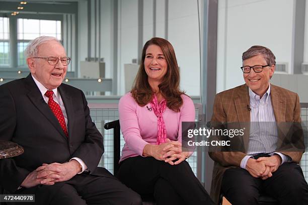 Pictured: Warren Buffett, Bill and Melinda Gates, in an interview on May 5, 2015 --