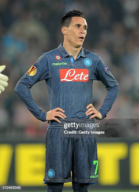 Napoli's player Josè Maria Callejon stands disappointed during the UEFA Europa League Semi Final between SSC Napoli and FC Dnipro Dnipropetrovsk on...