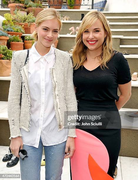 Actress Emily Wickersham and Hillary Kerr attend RAYE shoe launch event hosted by Chrissy Teigen and Hillary Kerr held At Ysabel on May 7, 2015 in...