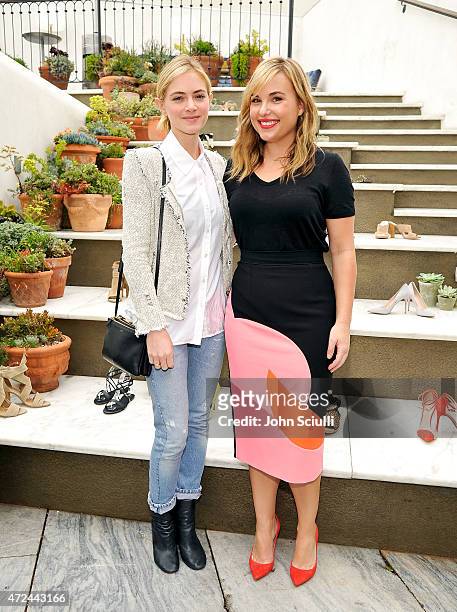 Actress Emily Wickersham and Hillary Kerr attend RAYE shoe launch event hosted by Chrissy Teigen and Hillary Kerr held At Ysabel on May 7, 2015 in...