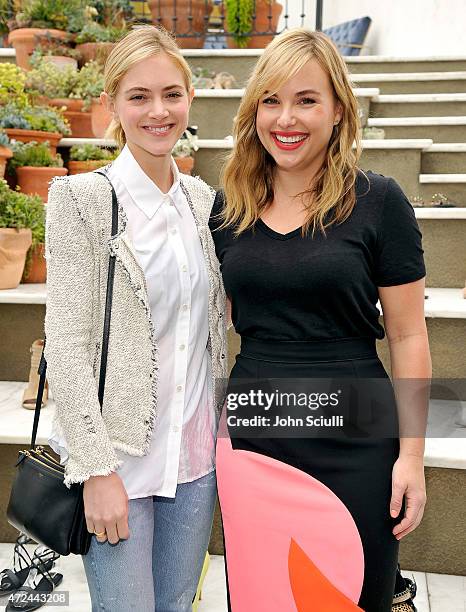 Actress Emily Wickersham and Hillary Kerr attend RAYE shoe launch event hosted by Chrissy Teigen and Hillary Kerr held At Ysabel on May 7, 2015 in...