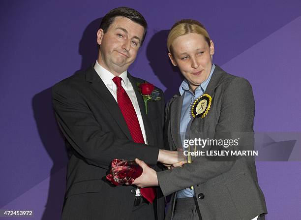 Newly elected Scottish National Party member of parliament, Mhairi Black , Britain's youngest member of parliament since 1667, greets Labour...