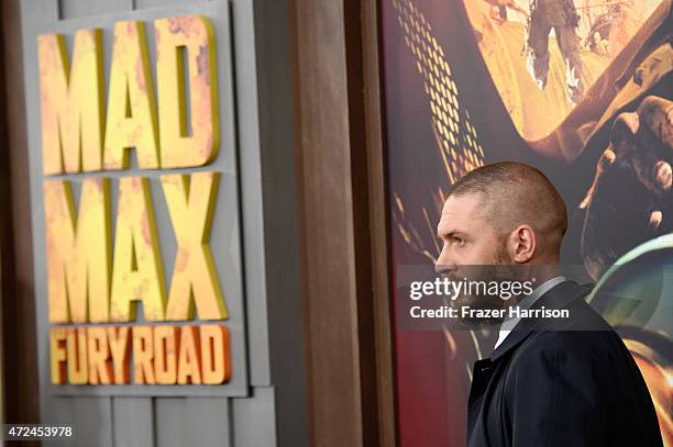 Actor Tom Hardy attends the premiere of Warner Bros. Pictures' "Mad Max: Fury Road" at TCL Chinese Theatre on May 7, 2015 in Hollywood, California.