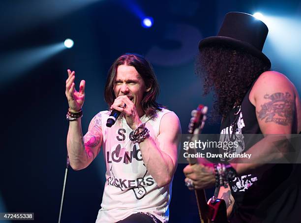 Myles Kennedy and Slash perform for the "Slash featuring Myles Kennedy and The Conspirators concert" at Terminal 5 on May 7, 2015 in New York City.