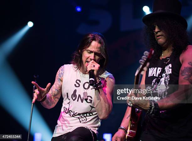 Myles Kennedy and Slash perform for the "Slash featuring Myles Kennedy and The Conspirators concert" at Terminal 5 on May 7, 2015 in New York City.