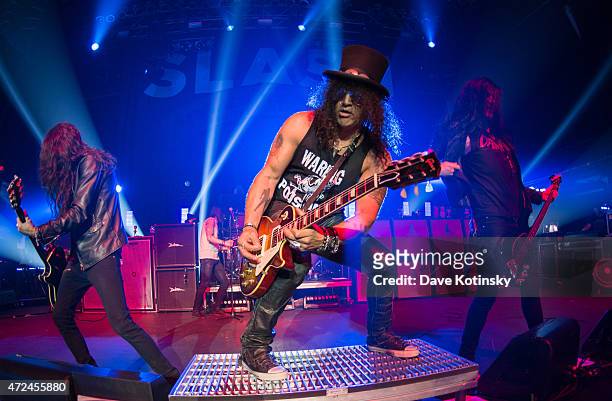 Slash performs for the "Slash featuring Myles Kennedy and The Conspirators concert" at Terminal 5 on May 7, 2015 in New York City.