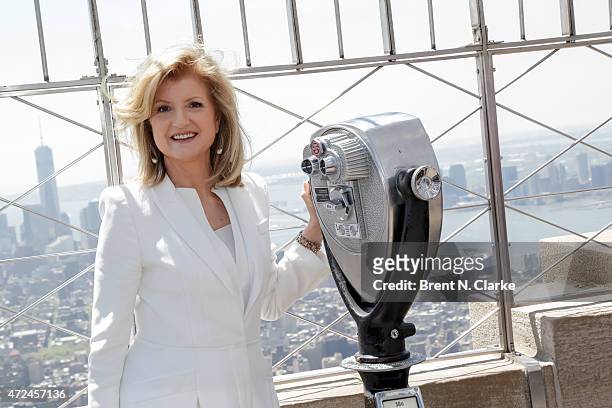Co- founder/editor-in chief of The Huffington Post, Arianna Huffington poses for photographs at The Empire State Building in celebration of The...