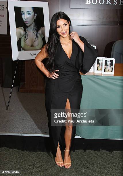 Reality TV Personality Kim Kardashian West signs copies of her new book "Selfish" at Barnes & Noble bookstore at The Grove on May 7, 2015 in Los...