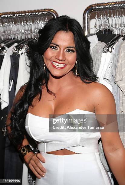 Maripily Rivera poses at Studio LX during the clothing launch of Chiquinquira Delgado in collaboration with David Lerner on May 7, 2015 in Miami,...