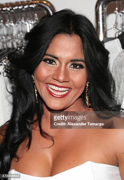 Maripily Rivera poses at Studio LX during the clothing launch of Chiquinquira Delgado in collaboration with David Lerner on May 7, 2015 in Miami,...