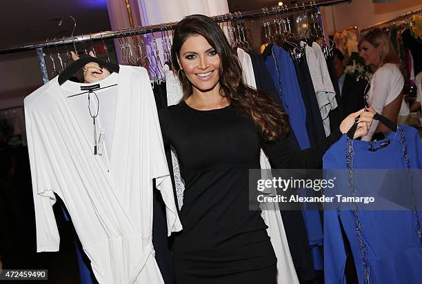 Chiquinquira Delgado poses at Studio LX during the clothing launch of Chiquinquira Delgado in collaboration with David Lerner on May 7, 2015 in...