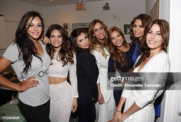 Nathalia Casco, Alina Robert, Natalia Botero, Lili Estefan, Marisela DeMontecristo and Nastassja Bolivar pose at Studio LX during the clothing launch...