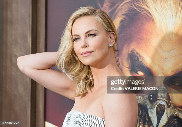 Actress Charlize Theron attends the premiere of Warner Bros. Pictures 'Mad Max: Fury Road' at TCL Chinese Theatre, in Los Angeles, California, May...