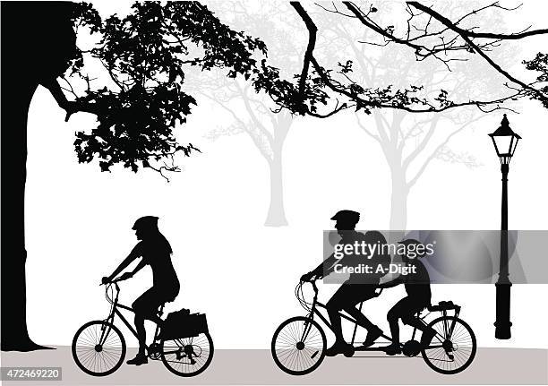 stockillustraties, clipart, cartoons en iconen met family cycling ritual - family cycling