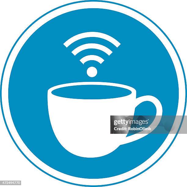coffee cup with wireless icon - sharing coffee stock illustrations