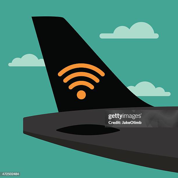 ilustraciones, imágenes clip art, dibujos animados e iconos de stock de cola del avión wifi - avion