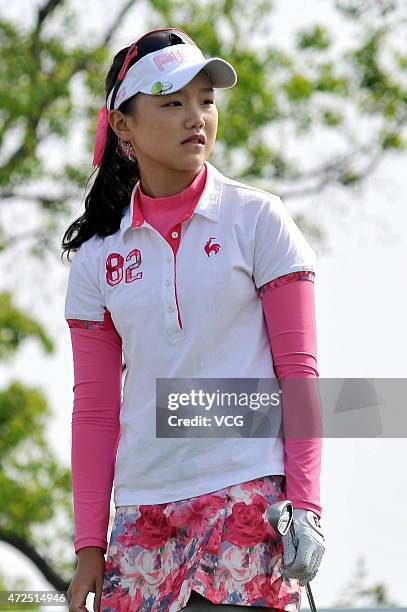 Shi Yuting of China in action during the second round match on day two of 2015 Buick Golf Championship at Shanghai Qizhong Garden Golf Club on May 8,...