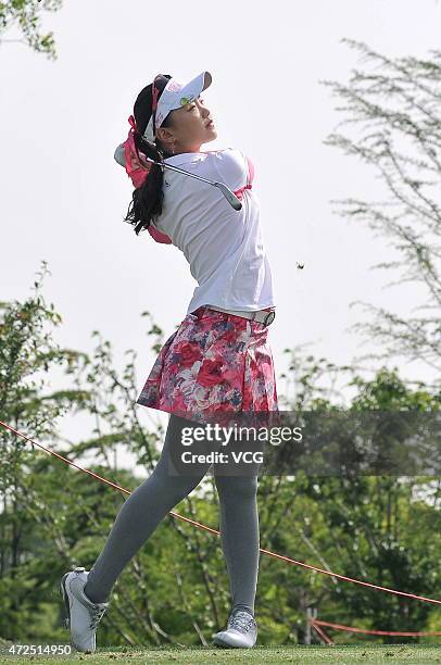 Shi Yuting of China plays a shot during the second round match on day two of 2015 Buick Golf Championship at Shanghai Qizhong Garden Golf Club on May...