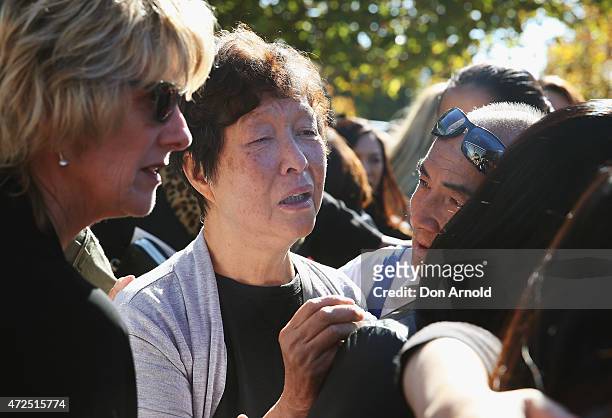Helena Chan, mother of Andrew Chan, is weeps after the funeral service for executed Bali nine member Andrew Chan at Hillsong Church, Baulkham Hills...