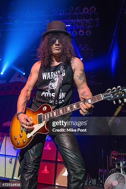 Guitarist Slash performs during "Slash featuring Myles Kennedy and The Conspirators in Concert" at Terminal 5 on May 7, 2015 in New York City.