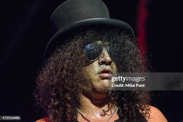 Guitarist Slash performs during "Slash featuring Myles Kennedy and The Conspirators in Concert" at Terminal 5 on May 7, 2015 in New York City.