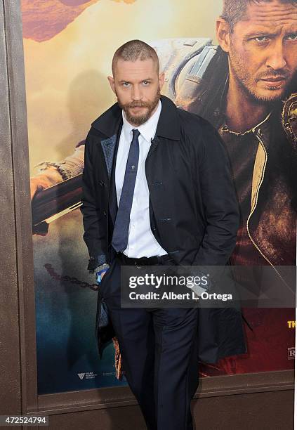 Actor Tom Hardy arrives for the premiere of Warner Bros. Pictures' "Mad Max: Fury Road" held at TCL Chinese Theatre on May 7, 2015 in Hollywood,...